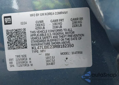 2024 Buick Envista Sport Touring Fwd from USA, damaged, VIN KL47LBE23RB182350